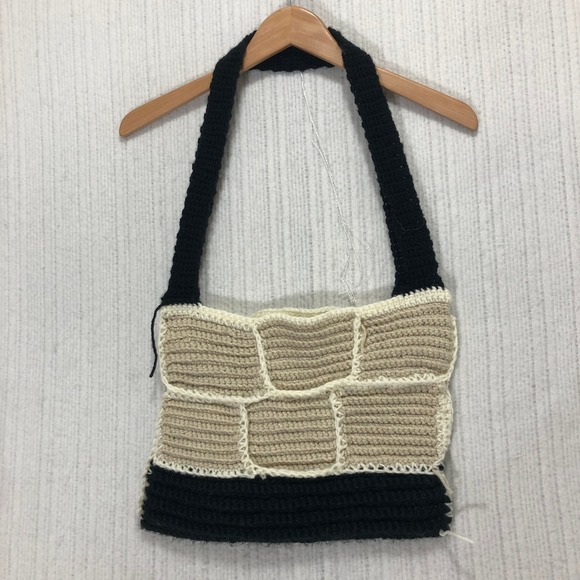 Crochet Shoulder Bag Knit Granny Square Tote Bag Handmade Purse - Picture 1 of 7